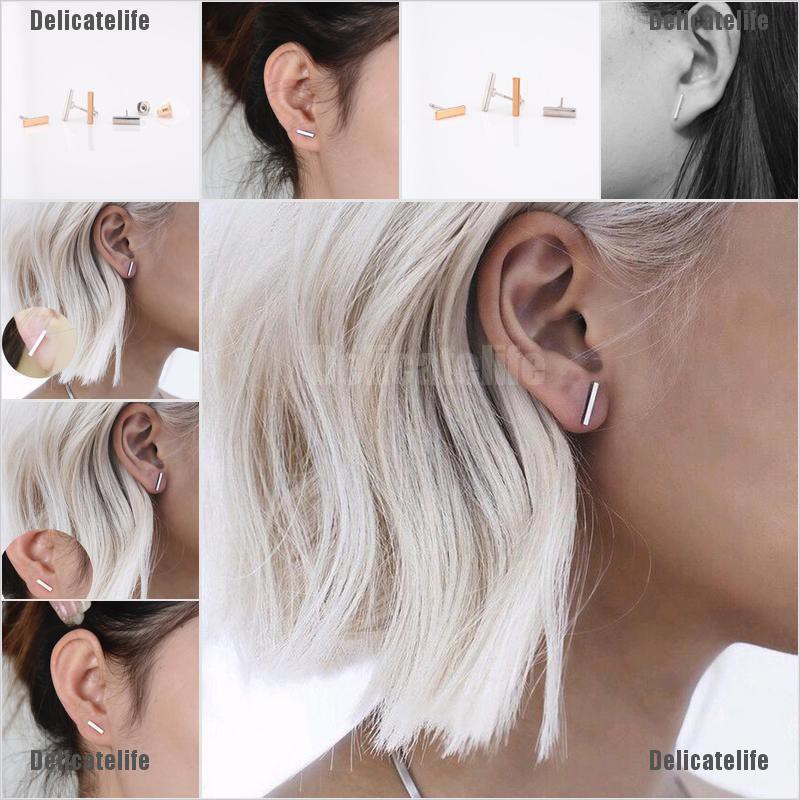 Đôi khuyên tai chữ T thiết kế đơn giản thời trang cho nữ