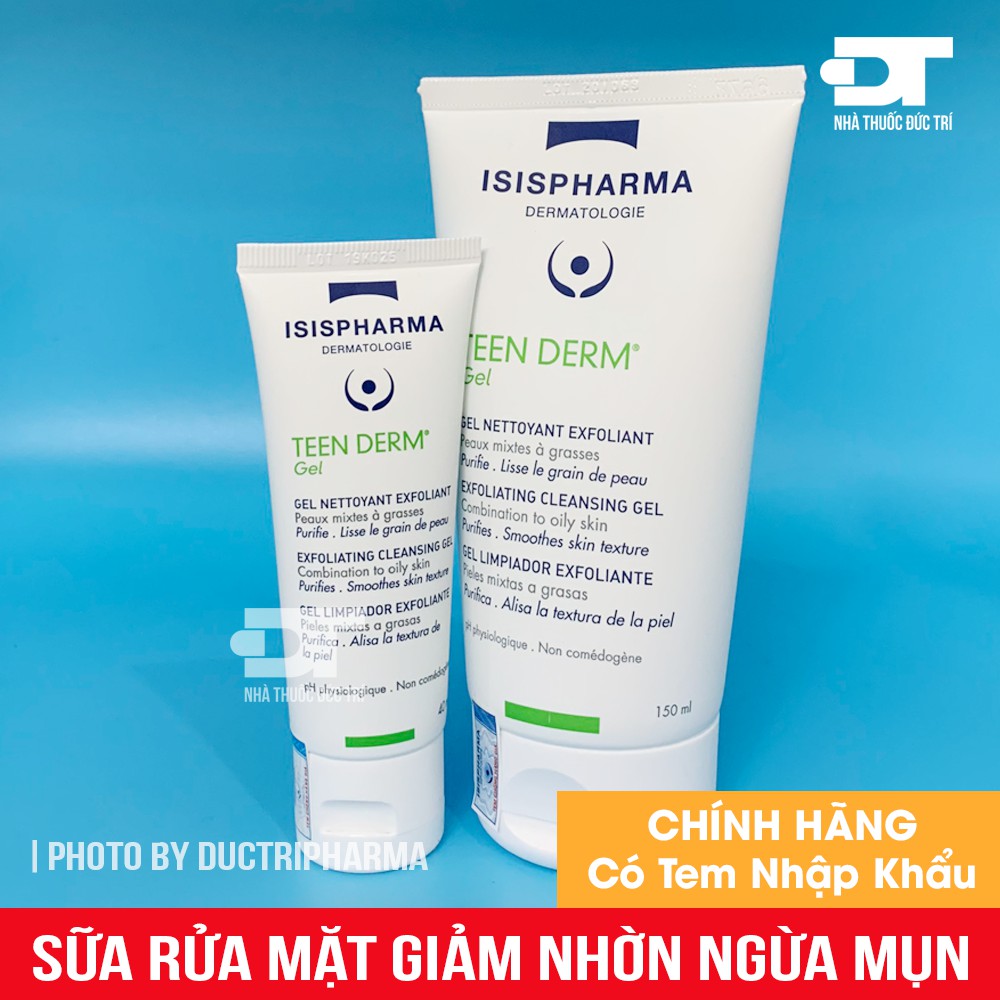 [CHÍNH HÃNG] Sữa rửa mặt giảm nhờn, ngừa mụn - ISIS PHARMA TEEN DERM GEL