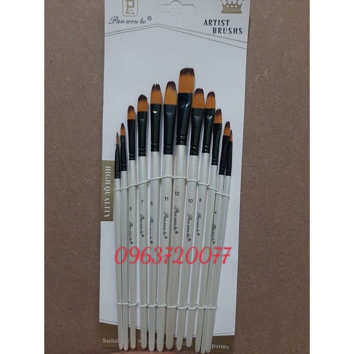 Bộ 12 cọ vẽ màu nước, acrylic nghệ thuật chất lượng cao