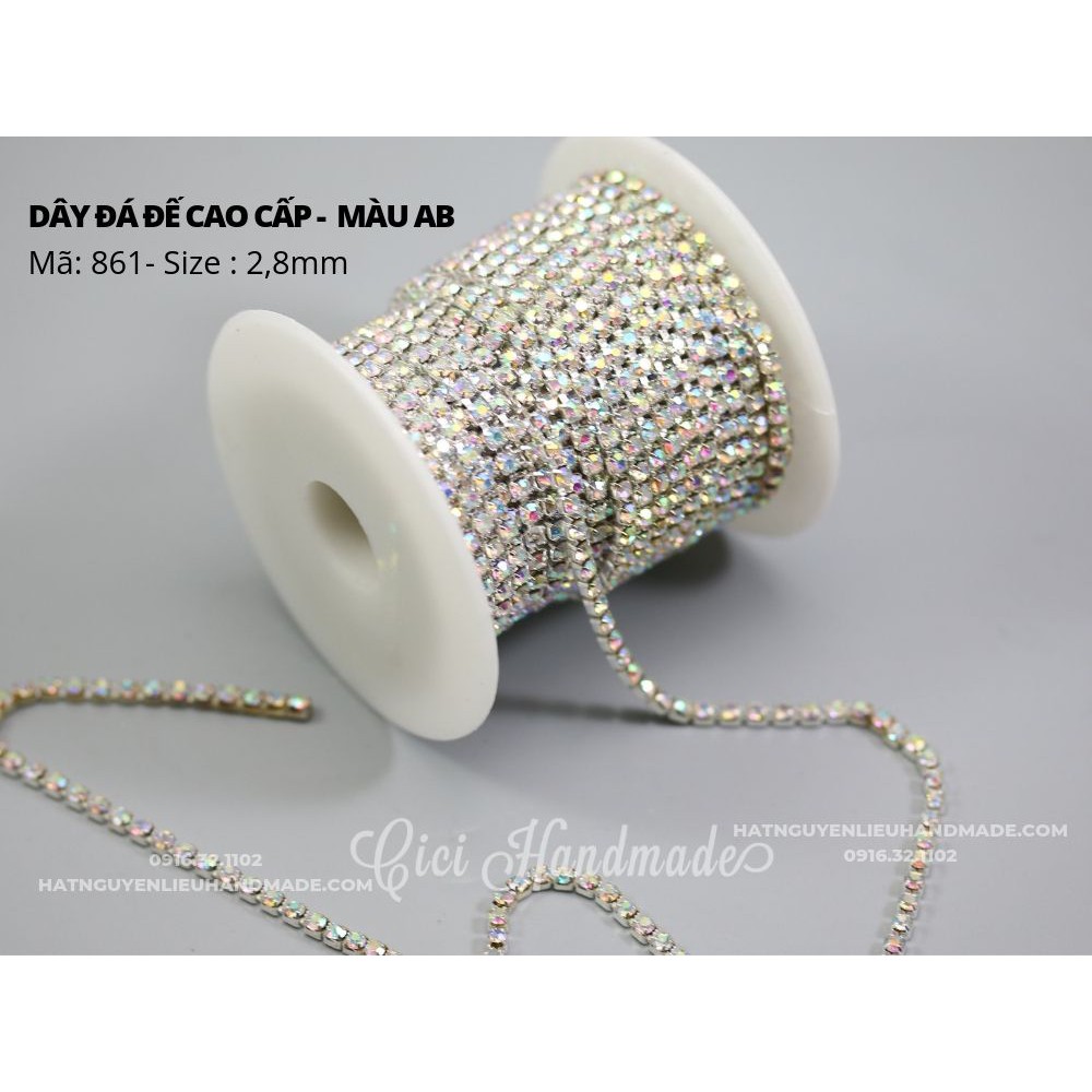 Dây đá đế cao cấp (3 mét) trang trí phụ kiện điện thoại đính váy đính áo dây đá trắng Cici Handmade Cici Handmade