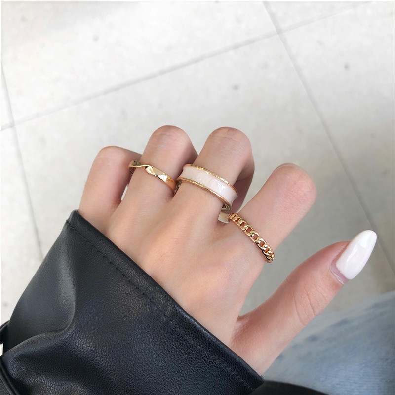 Set nhẫn 3 món mạ vàng kim cao cấp ngầu cocochang Shop