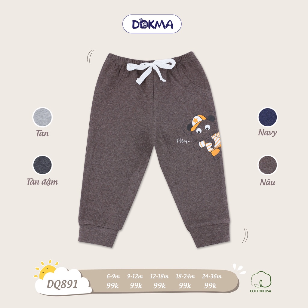 (6-36m) Quần dài vải cotton dày vừa cho bé DQ891 - DOKMA