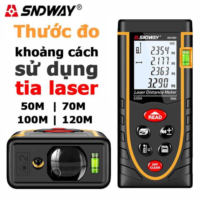 Thước đo khoảng cách bằng tia laser SNDWAY Tặng Pin và bao da M50/M60/M70/M80/M100/M120 40m 50m 60m 70m 80m 100m 120m