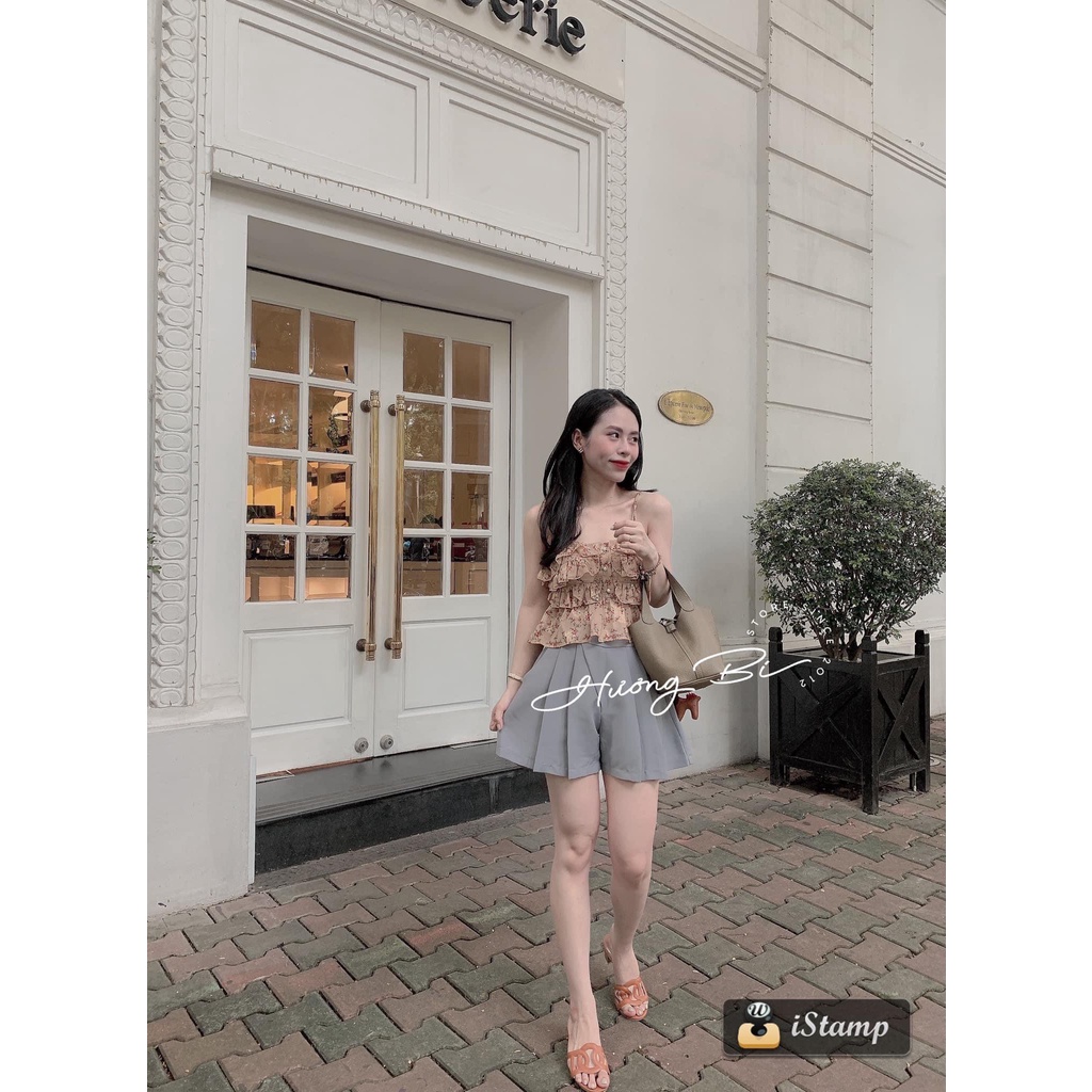 Sét áo hoa tầng nhũ 2 dây cúc cực xinh mix quần ống rộng giả váy chất lụa siêu đẹp 💖FREESHIP(trên 2san phẩm)💖