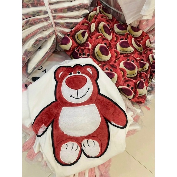 Set áo cotton gấu thêu quần suông gấu đáng yêu