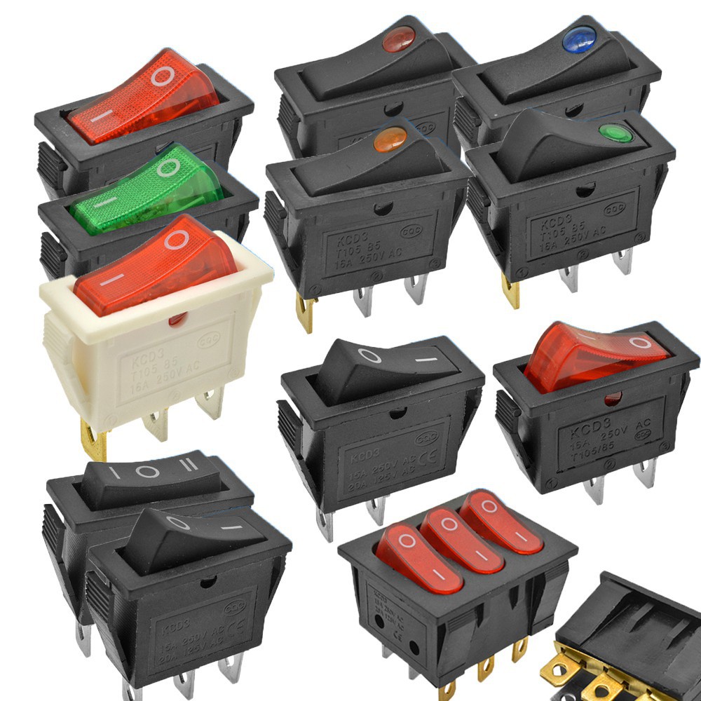 Công tắc bật tắt DIYMORE rocker KCD3 15A 250VAC / 20A 125VAC 2 vị trí 9 chấu 33 * 40mm
