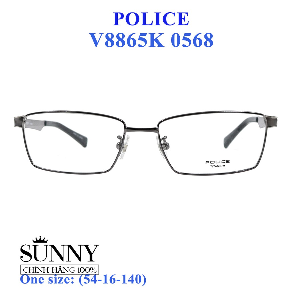 Gọng kính thời trang chính hãng Police V8865K 0568 (54-16-140), thiết kế dễ đeo bảo vệ mắt