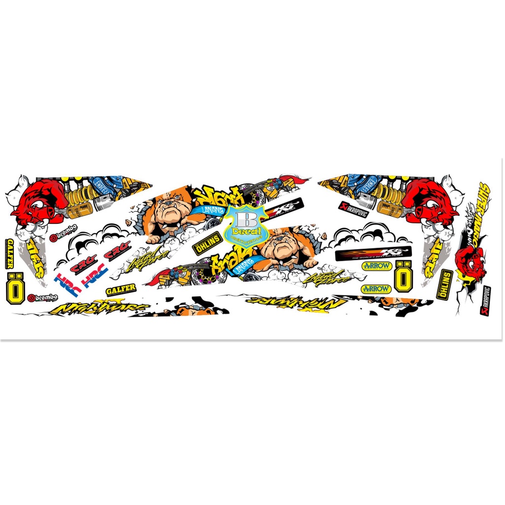 ( Quí khách vui lòng mang ra tiệm cho thợ dán ) Tem vario 150 heo chó racing trắng