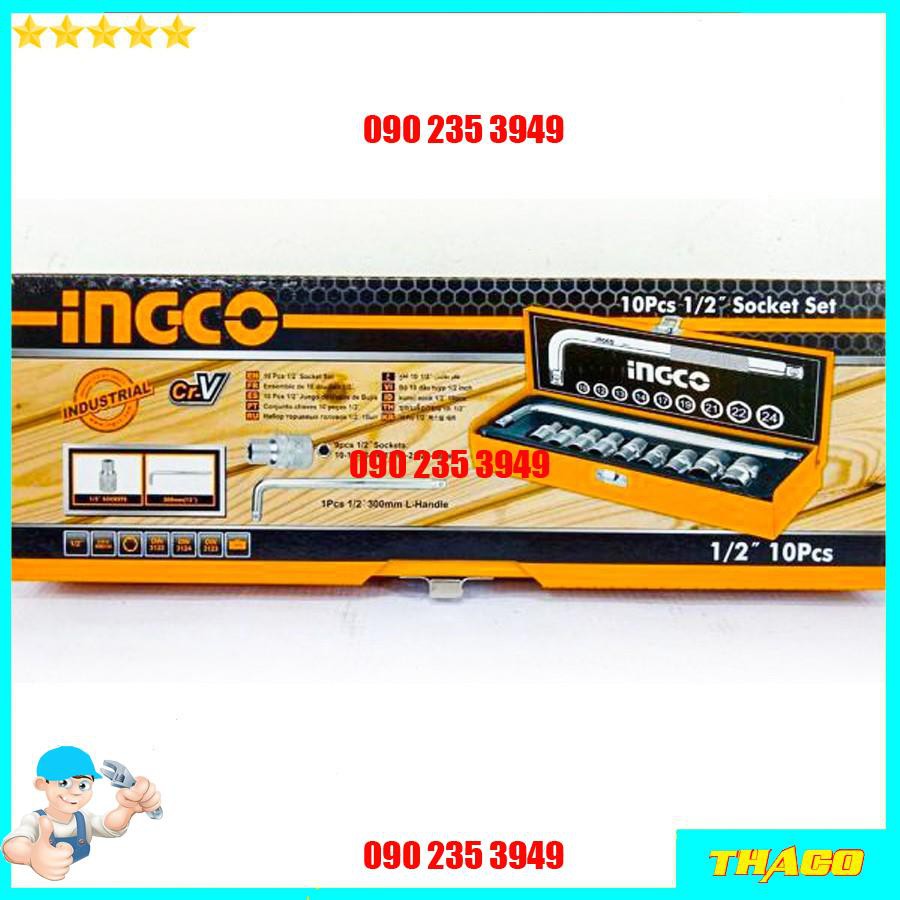 Bộ 10 đầu khẩu tiếp tuýp 1/2 inch kèm 1 tay vặn chữ L Total - Ingco 1234