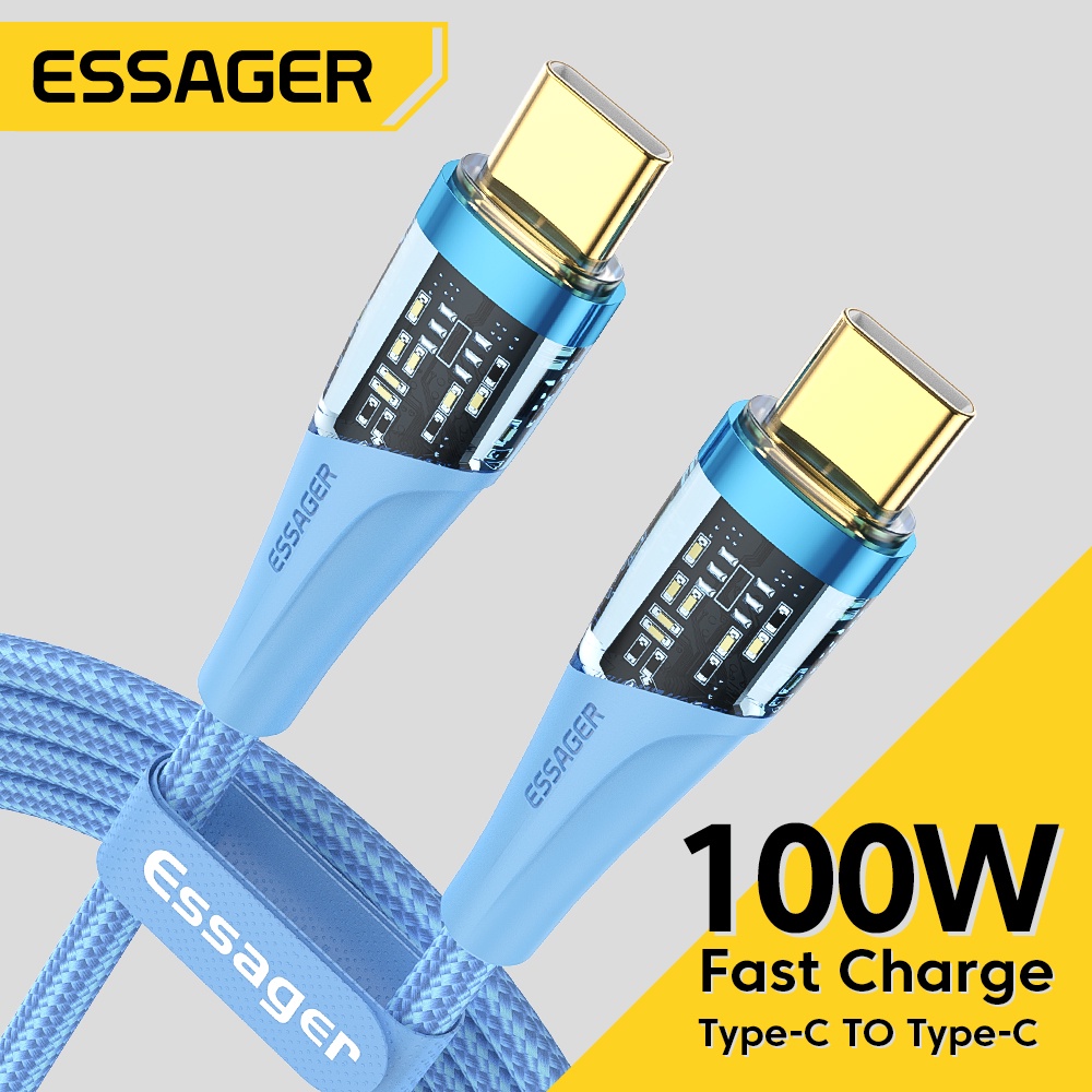 Cáp sạc nhanh Essager 5A 100W Type-C sang USB C QC4.0 tích hợp cho điện thoại Android