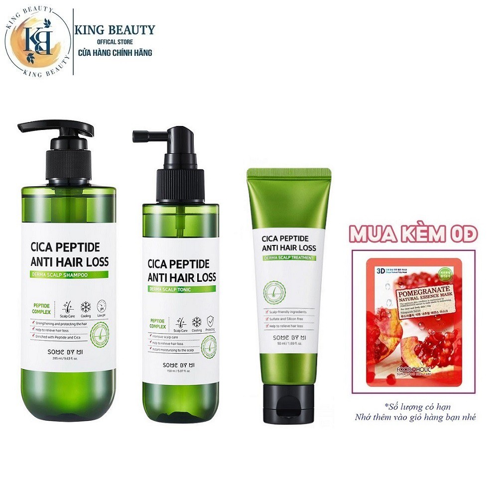 Bộ 3 Sản Phẩm Phục Hồi Tóc Some By Mi Cica Peptide Anti-Hair Loss Derma Scalp (Dầu gội 285ml+Dầu Xả 50ml+Xịt dưỡg 150ml)