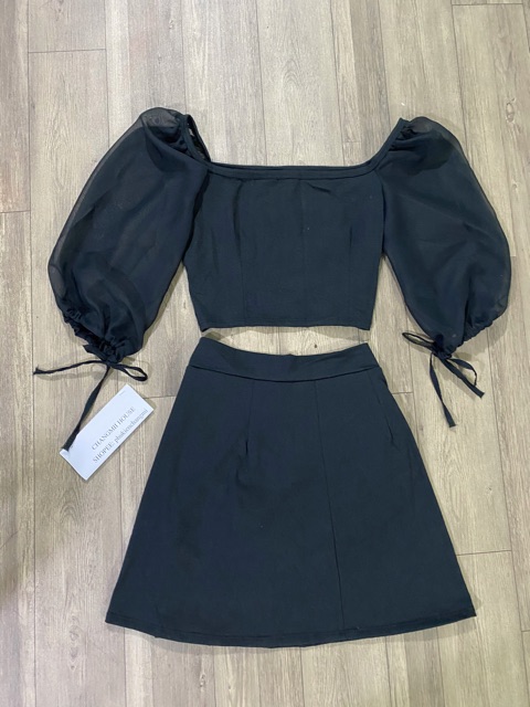 [Mã FAXANH245 giảm 10K đơn 50K] Set áo tay phồng phối chân váy ngắn chất thun phối tay voan (Set voan) | BigBuy360 - bigbuy360.vn