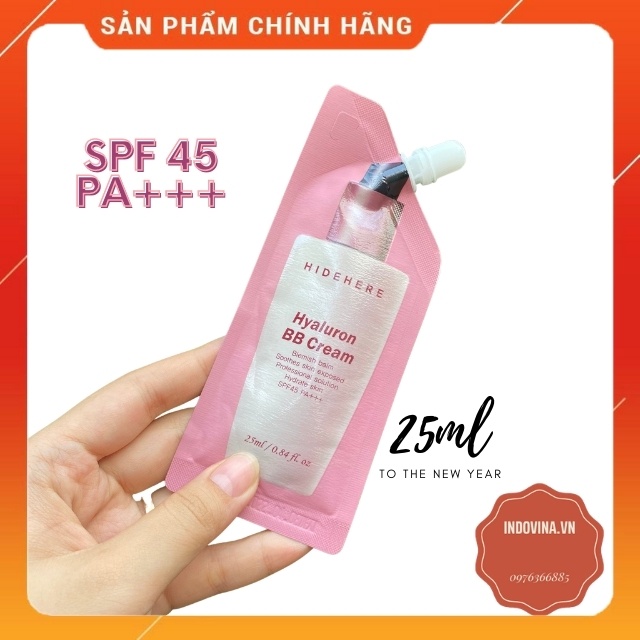 Kem Nền Lót Trang Điểm BB 💓 Che Khuyết Điểm HIDEHERE  Có Chống Nắng SPF45 PA+++Dưỡng Ẩm Kiềm Dầu Da Căng Mọng Tự Nhiên