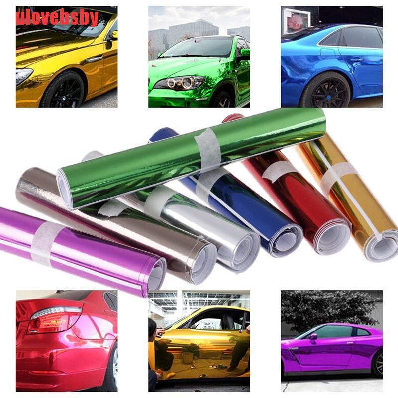 [ulovebsby]Car glossy mirror stretchable chrome vinyl wrap decal film stickers Sheet