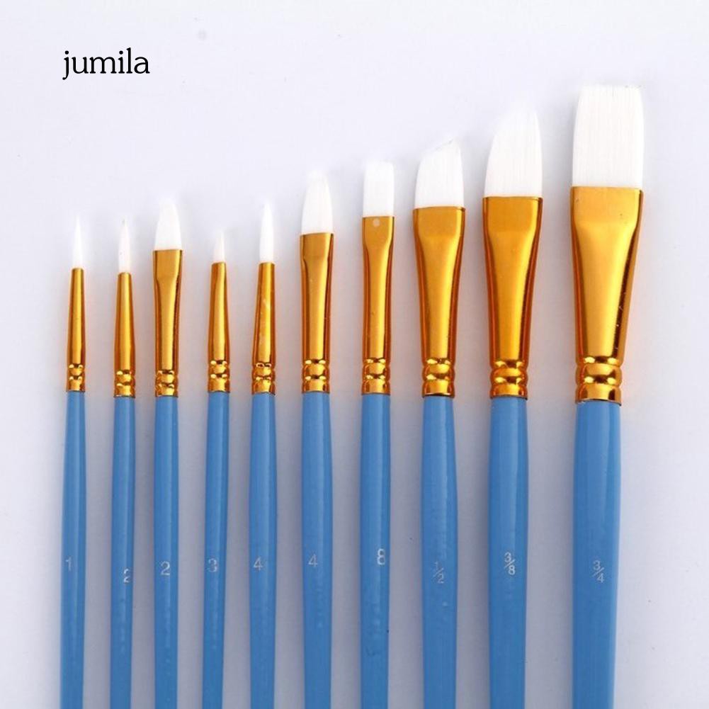 Bộ 10 cọ vẽ tranhg nước/sơn dầu đa dạng kích cỡ cho họa sĩ