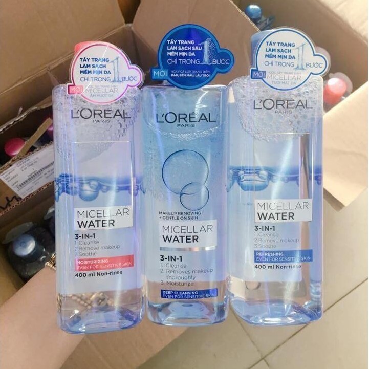 Nước Tẩy Trang Loreal 3 in 1 Micellar Water 400ml Cho Mọi Loại Da