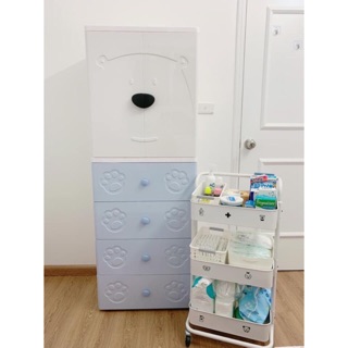 Tủ nhựa gấu 5 tầng cho bé CÓ BÁNH XE dễ dàng di chuyển