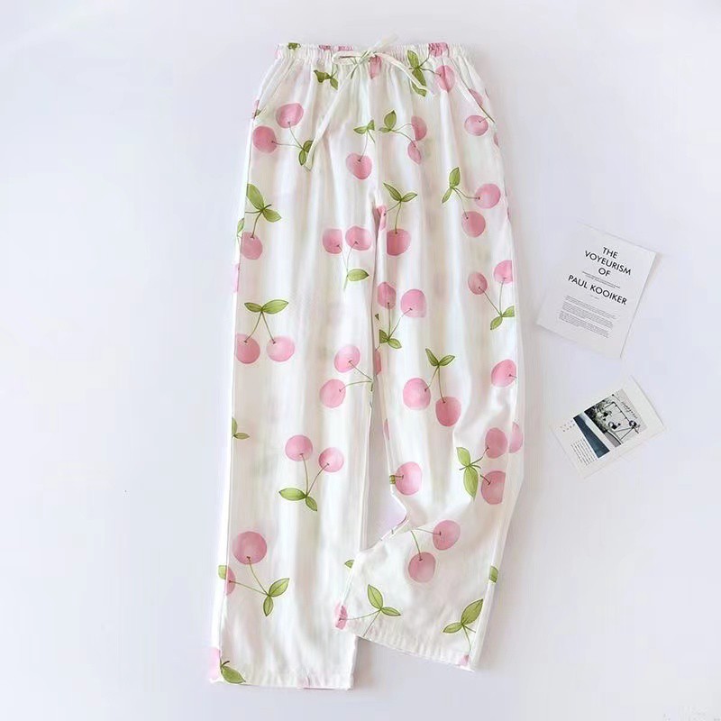 Quần ngủ pijama dáng dài dáng suông họa tiết dễ thương Hàn Quốc ullzang