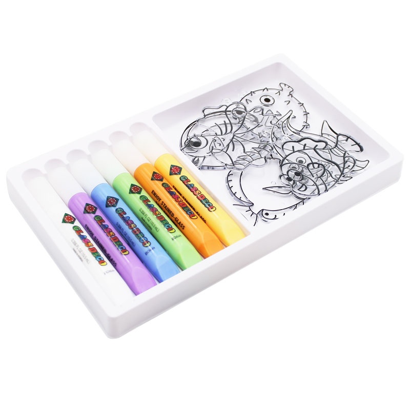 Bộ Màu Vẽ Trang Trí Trên Kính Sun Deco - Amos SD10P6-T - Tropical Fish