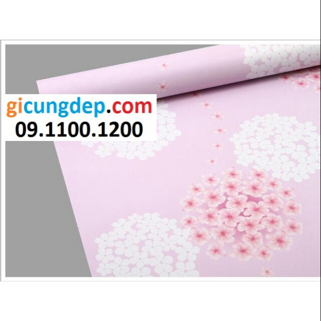 7m Giấy dán tường hoa tú cầu hồng
