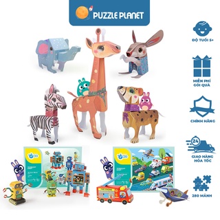 GWIZ - Bộ Gấp Hình Origami 3D Động Vật, Phương tiện Giao Thông, Người Máy Tự Cắt Dán Vui Nhộn
