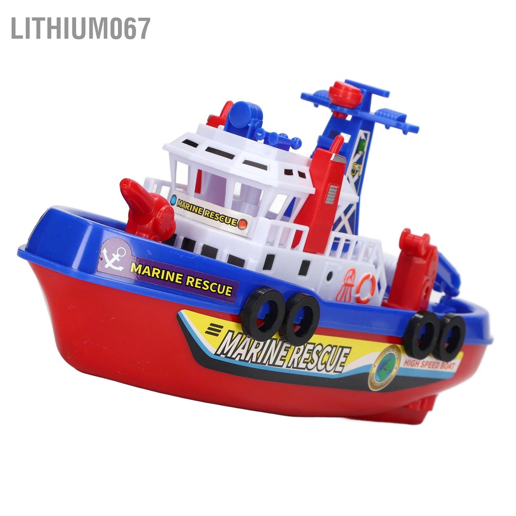 Lithium067 Đồ chơi Thuyền cứu hỏa Tự động Phun nước Âm nhạc Giáo dục Ánh sáng Điện Trẻ em Tắm cho Bé trai gái