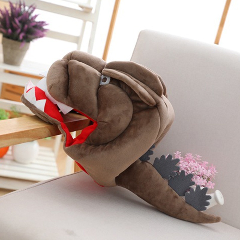 Mũ Trùm Đầu Hình Khủng Long Hoạt Hình Bằng Lông Nhung Xinh Xắn