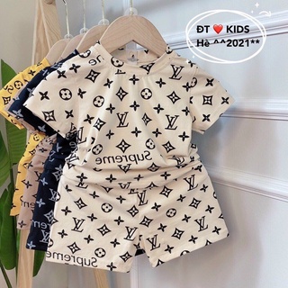 Bộ Hè  Cotton Cho Bé In Chữ L.V, bộ quần áo trẻ em cho bé  từ 7-18kg