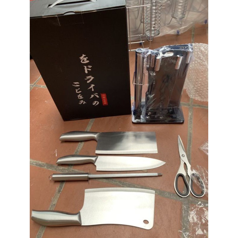 BỘ DAO NHẬT BẢN INOX 6 MÓN KÈM KHAY ĐỰNG CAO CẤP