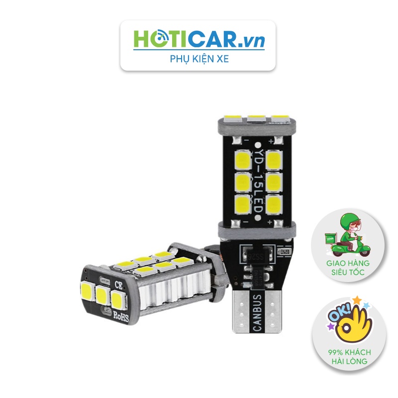 Đèn LED lùi xe hơi, đỗ xe, báo rẽ xi nhan chân T15 chip 2835 Canbus T152835-15
