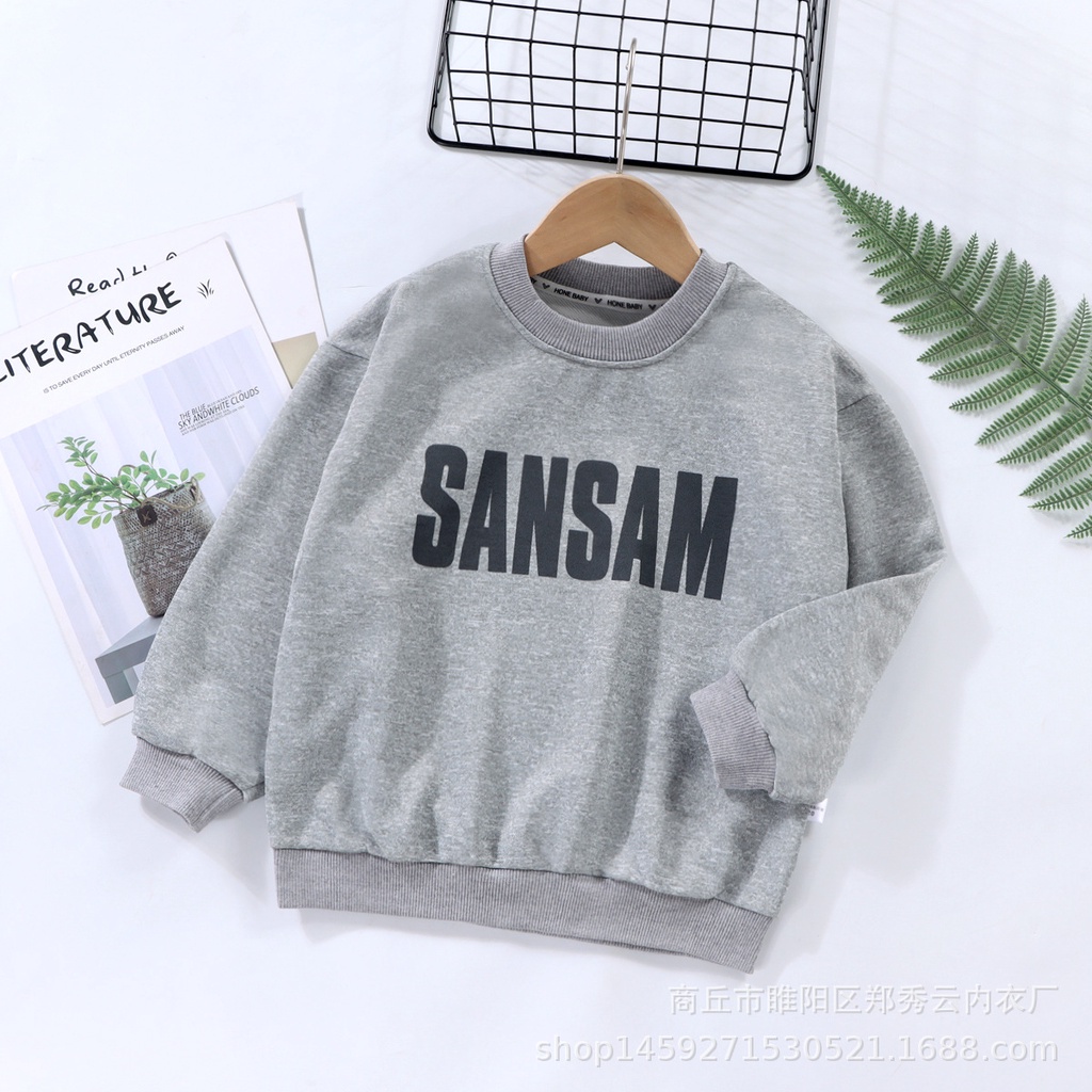Áo nỉ AMILA tay dài cổ tròn phong cách thời trang cho bé trai và bé gái
