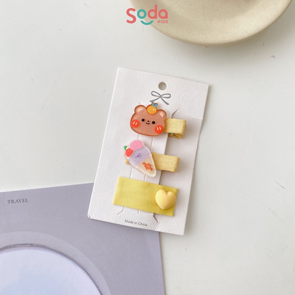 Kẹp tóc cho bé gái SODA KIDS hình thú và hoa dễ thương phong cách Hàn Quốc