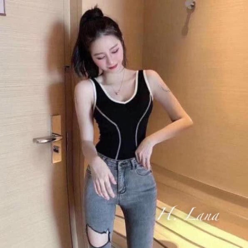 COMBO 2 ÁO BA LỖ ÔM DÁNG QUẢNG CHÂU TÚI ZIP HỒNG