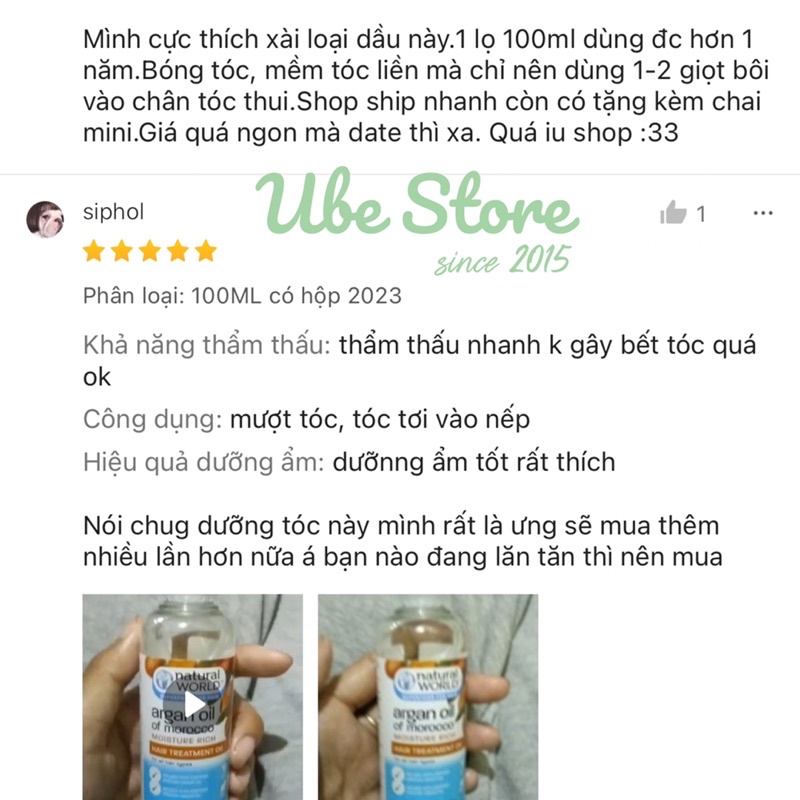 TINH DẦU DƯỠNG TÓC BÓNG MƯỢT NATURAL WORLD ARGAN OIL OF MOROCCO 100ML