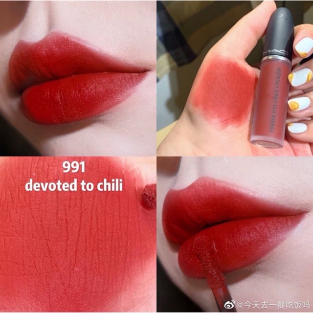 Son Kem Mac Powder Kiss Liquid màu 991 Devoted To Chili
