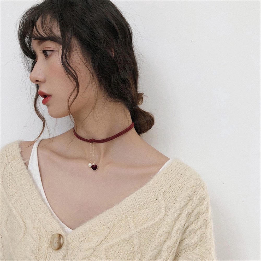 Dây Chuyền Mặt Hình Trái Tim Phong Cách Hàn Quốc Cho Nữ