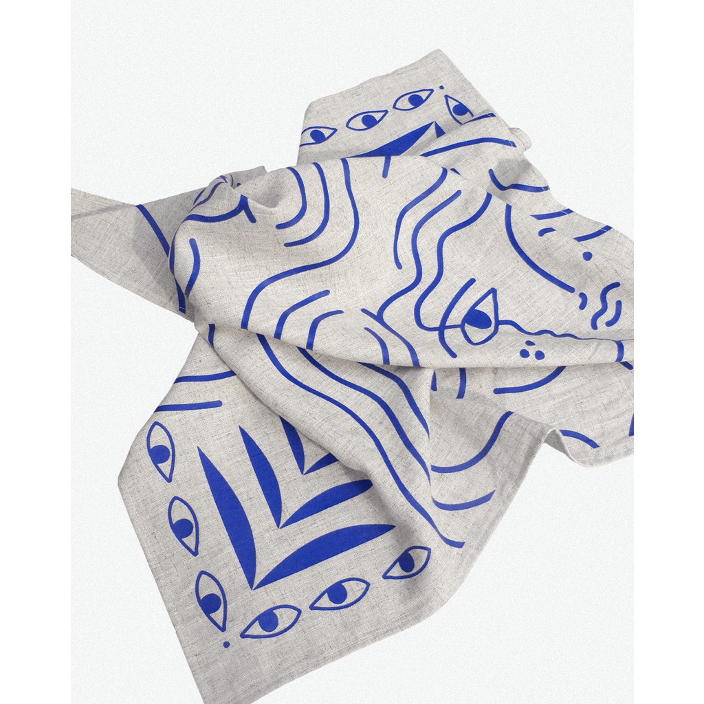 TheBlueTshirt - Khăn Vuông Bandana Màu Trắng Hoạ Tiết Xanh - Bandana Goodie