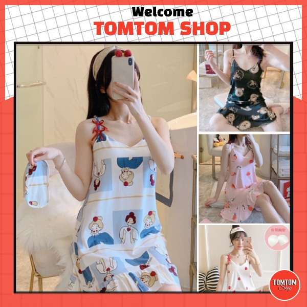 Váy ngủ 2 dây mềm mịn mát cao cấp dễ thương VN-01