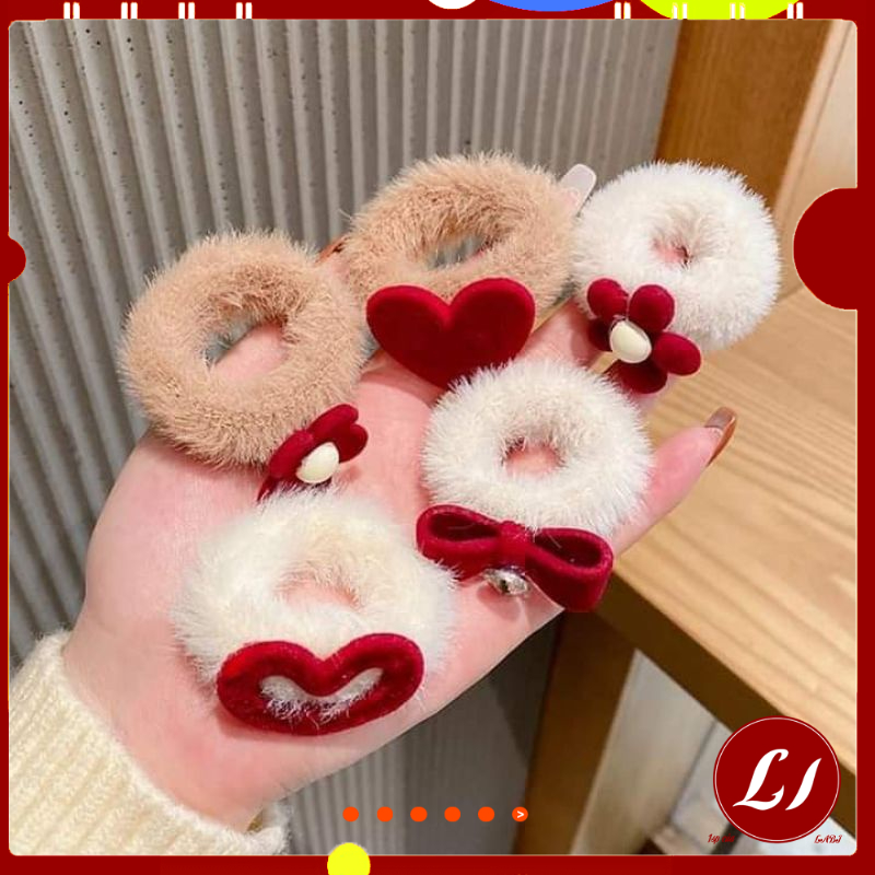 SET CHUN TÓC LÔNG TUYẾT mềm, dễ thương cho nữ và bé(NƠ ĐỎ) -TĐ