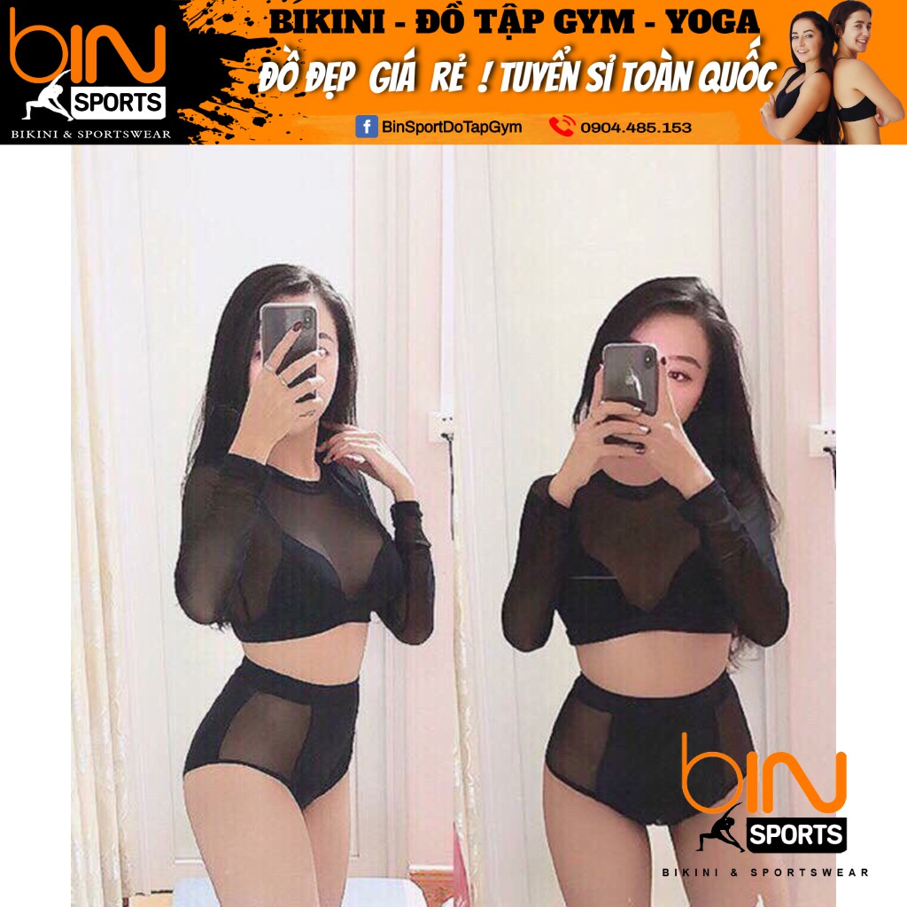 Bikini,Bộ Đồ Bơi Hai Mảnh Tay Dài Phối Lưới Sexy Mặc Đi Biển BHV016 | BigBuy360 - bigbuy360.vn