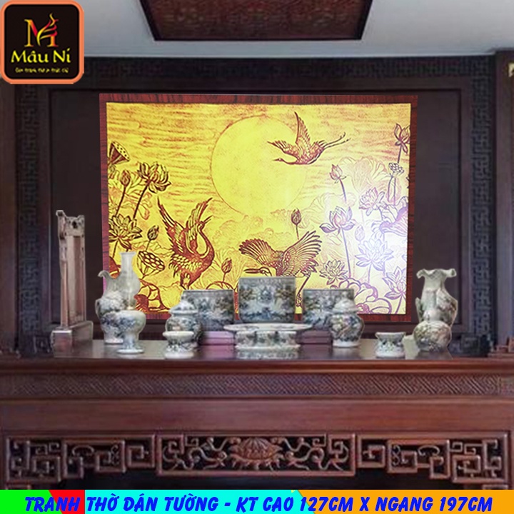 Kt - mau sen - dán phòng thờ, vách thờ, bàn thờ, tượng thờ tranh trúc chỉ in