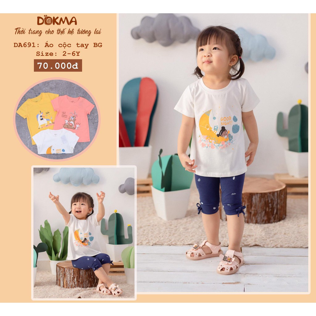 (2-6Y) Áo cộc tay cổ tròn cotton - DOKMA