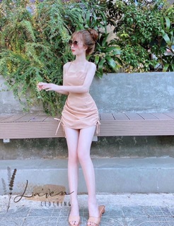 Đầm rút dây có dây cột sau lưng siêu dễ thương