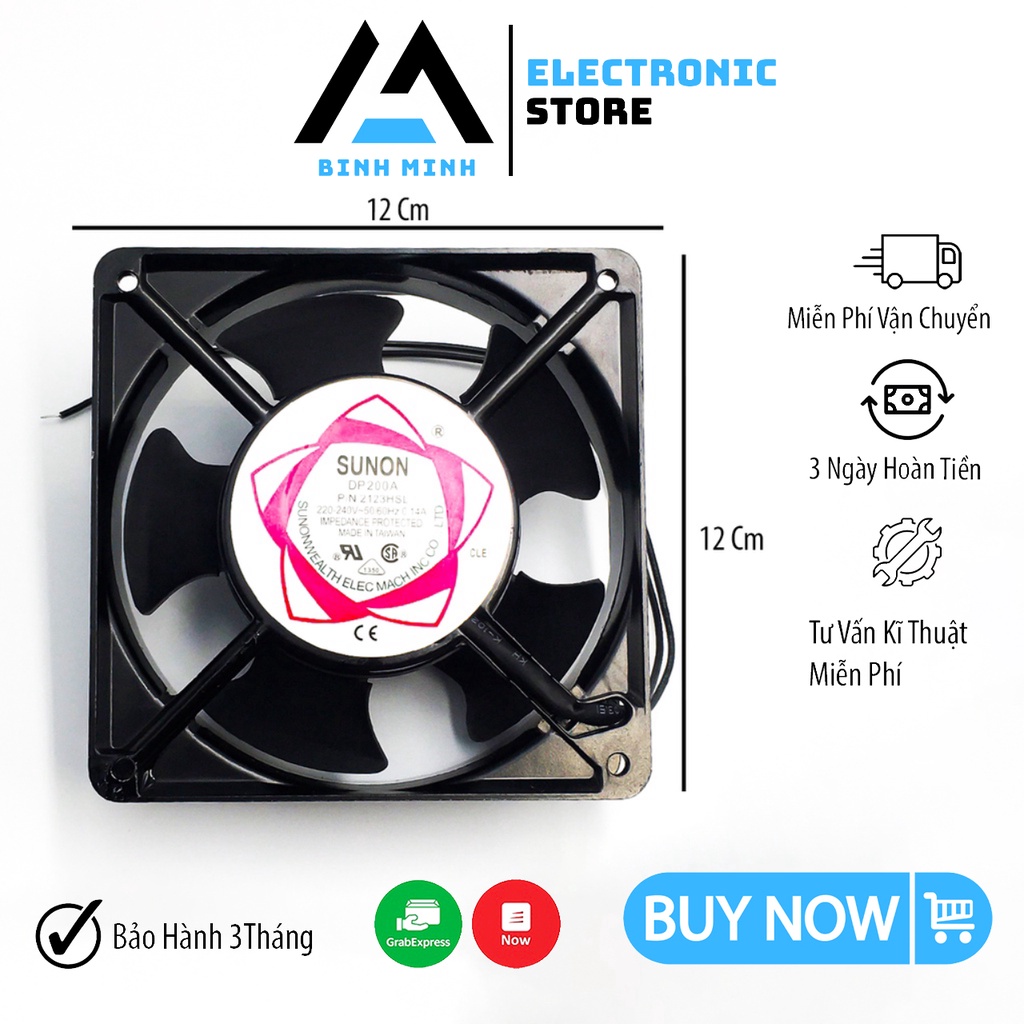 Quạt Tản Nhiệt 220V Sunon DP200A 12x12x3.8CM🍀Hút Mùi-Thông Gió Gia Đình