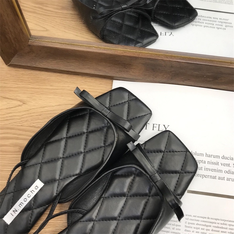 Dép sandal đế thấp quai nơ