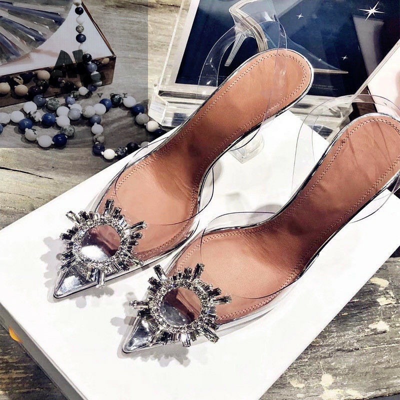 GIÀY THỜI TRANG ALI LOVER -  CAO GÓT BÍT MŨI TAG ĐÁ - GIÀY NỮ MICA MŨI NHỌN GÓT TRỤ QUAI HẬU -  AG220921