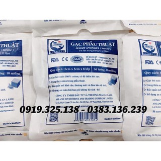 Gạc phẫu thuật 5cm x 5cm x 8 lớp (10 miếng), Vô trùng - An lành