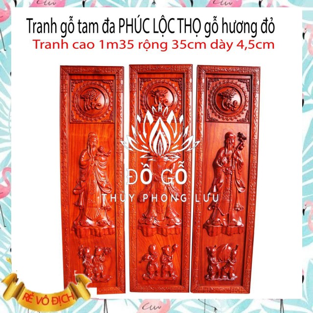 tranh tam đa gỗ hương đỏ-cao cấp sang trọng