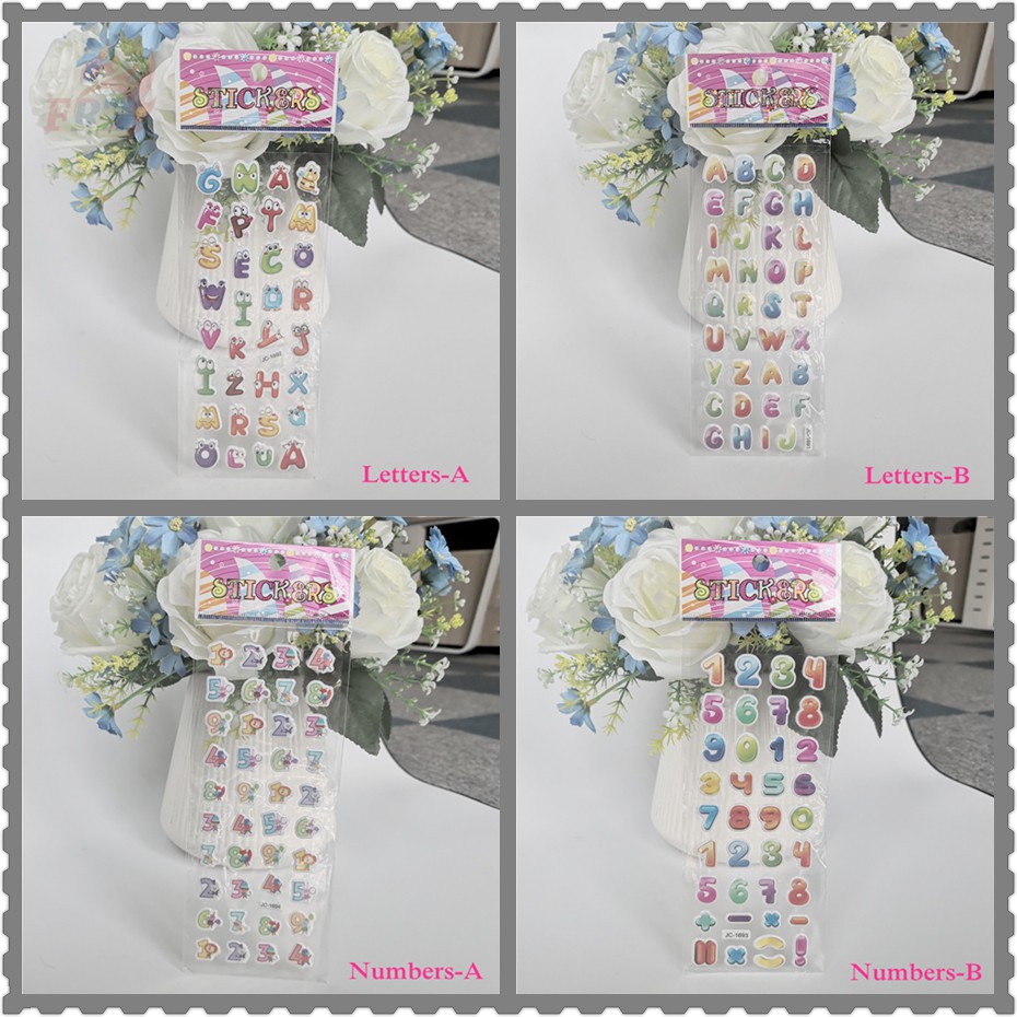 1 Sheet ▶ Letters / Numbers Educational Toys Stickers ◀ Cartoon 3D DIY Reward Stickers