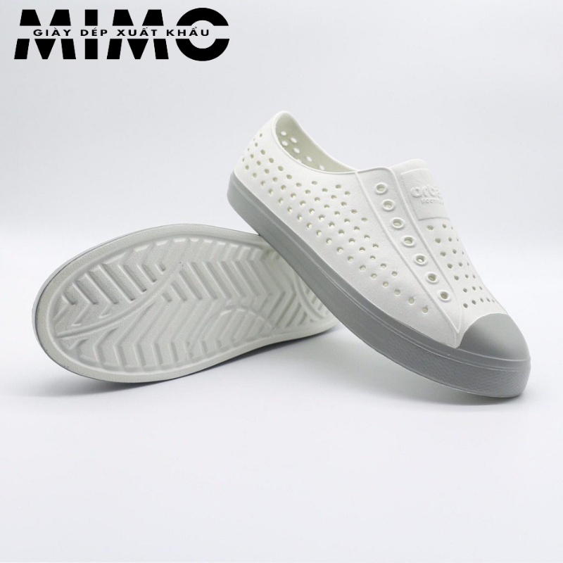 [Tặng 10 jibit] - Giày nhựa đi mưa Orban trắng viền xám siêu êm mềm nhẹ, bền đẹp, chống trơn trượt cho nam nữ